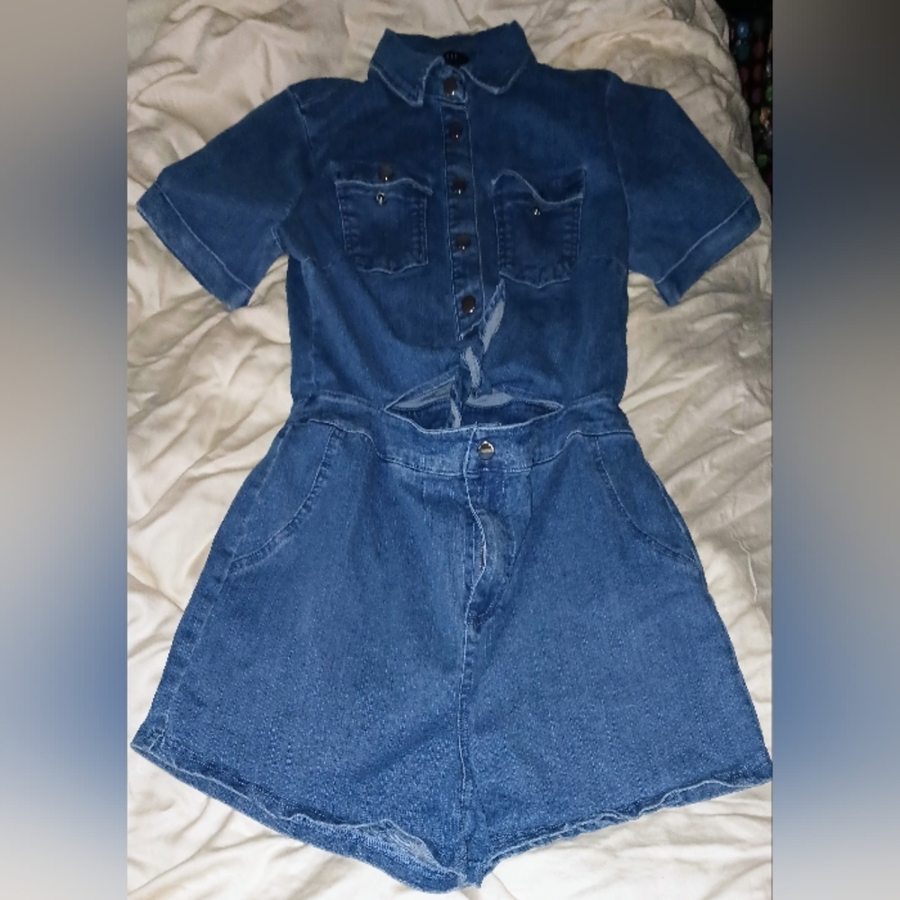 Iris Jean's Short Romper with open Midriff